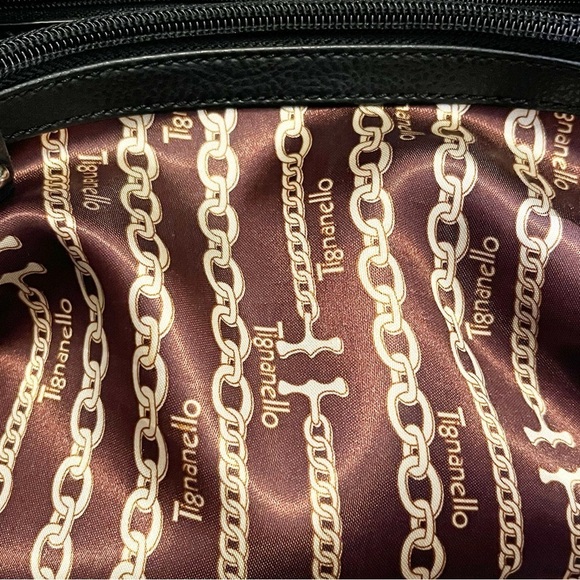 Tignanello Black Leather Shoulder Handbag Shoulder Classic Bucket Hobo NO STRAP - Picture 6 of 12